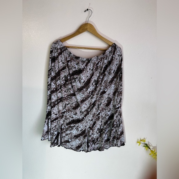 Jaclyn Smith Skirt Womens 2X Plus Brown Black Flare Lined Animal Print Side - Picture 6 of 15